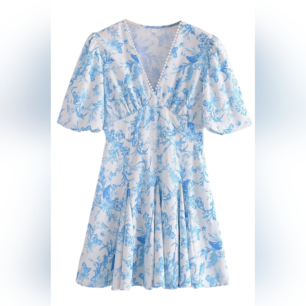 'Bernice' V-Neck Floral Printed Dress Size L New in Package